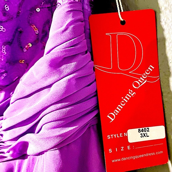 Strapless lavender purple sequin short dress with chiffon overlay, PARTY DRESS - Picture 4 of 9